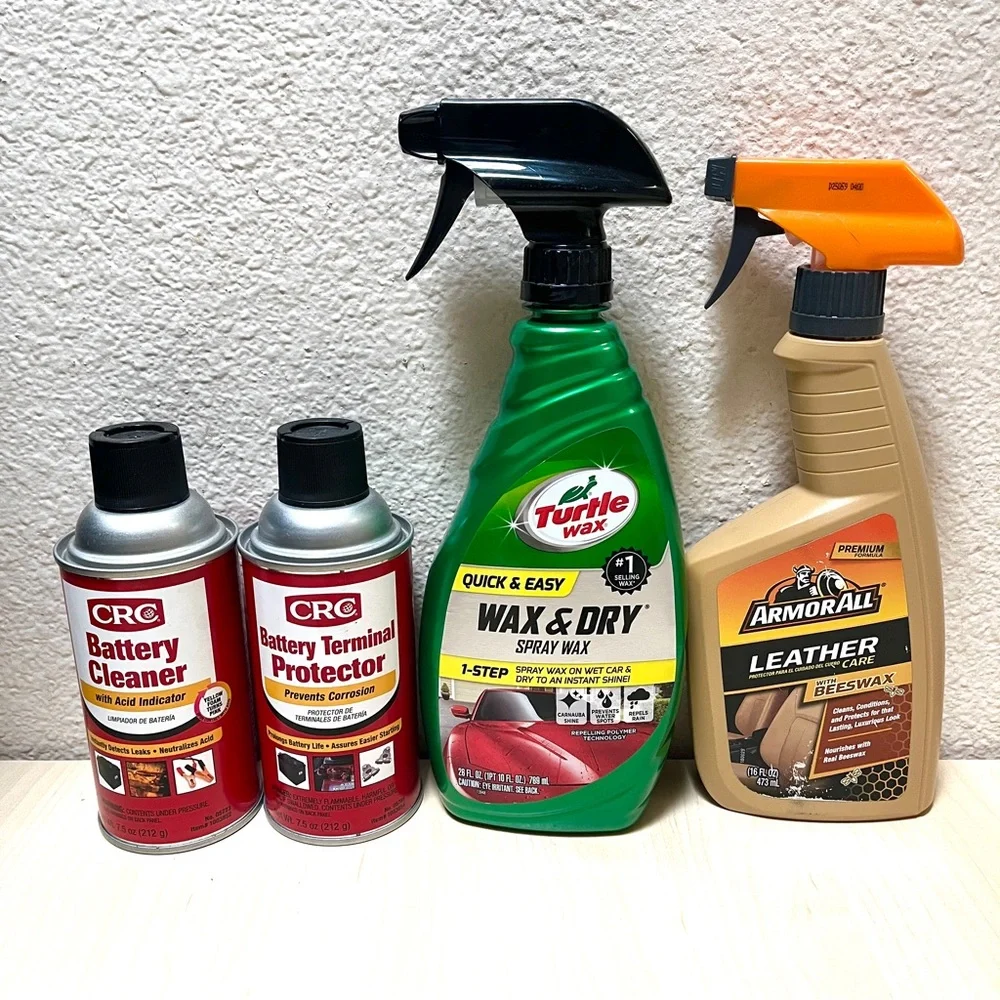 Auto Care Set- WAX/Leather & CRC Battery Cleaner/Terminal Protector Set - Picture 1 of 12